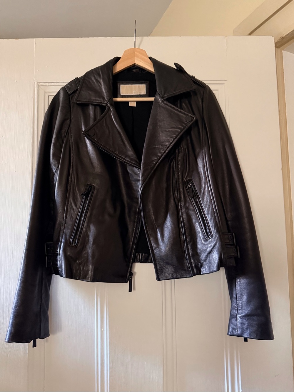 MICHAEL Michael Kors Black Leather Moto Jacket